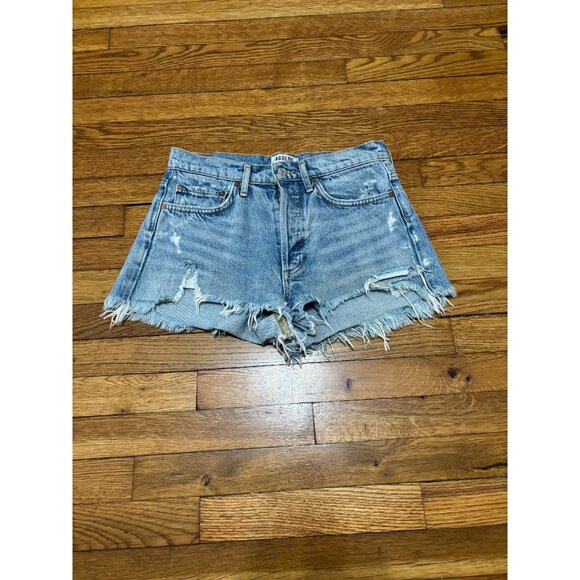 AGOLDE Womens Jean Shorts Size 25 Blue Distressed Denim Button Fly 100% Cotton - Picture 1 of 8